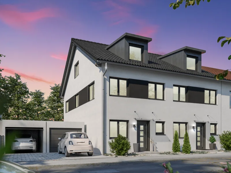 Außenansicht Nord - Haus kaufen in Haar - NEUBAU VON ZWEI MODERNEN UND ENERGIEEFFIZIENTEN REIHENHÄUSERN IN RUHIGER BESTLAGE VON HAAR