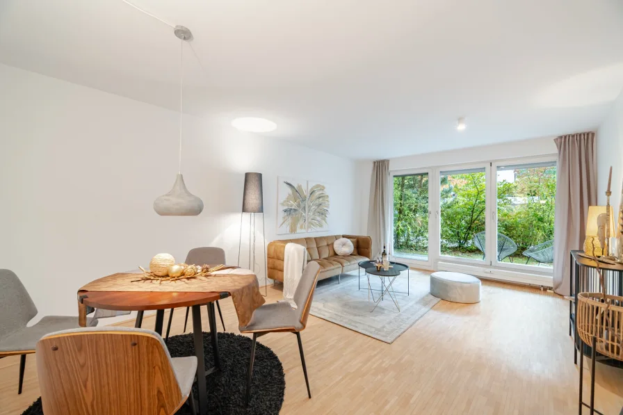 Wohn-/Essbereich - Wohnung kaufen in München - Stadtleben pur für Jung & Alt - 2-Zimmer-Gartenwohnung mit 2 Terrassen in ruhiger Innenhoflage!