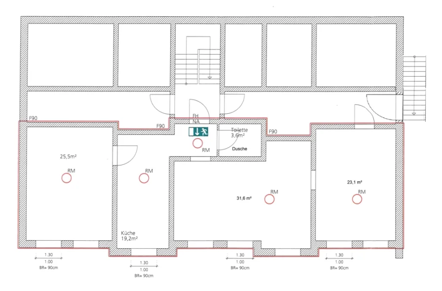 Grundriss bearbeitet - Kopie - Büro/Praxis mieten in Buchholz - 3 Arbeitsräume im Souterrain mit viel Licht, ob als Atelier oder Büro, Sprachschule oder, oder..