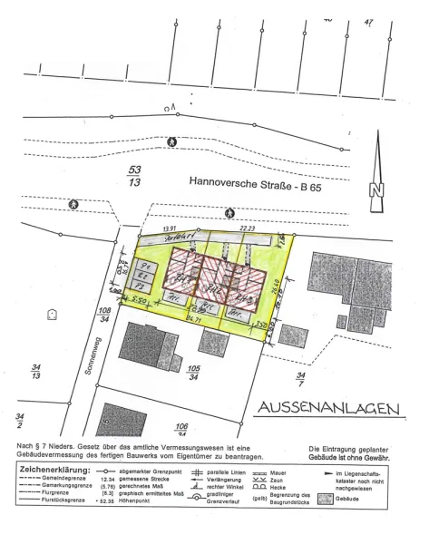 Skizze Lageplan Reihenhaus 3WE