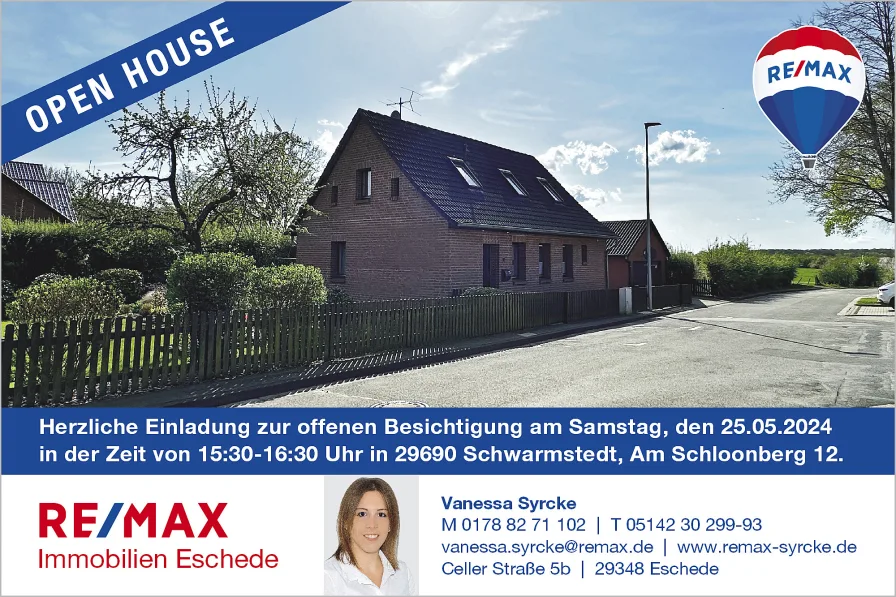 OH Schwamrstedt 25.05. - Haus kaufen in Schwarmstedt - Kleines Haus mit viel Nutzfläche, Doppelgarage und schönem Garten! (SY-6254)