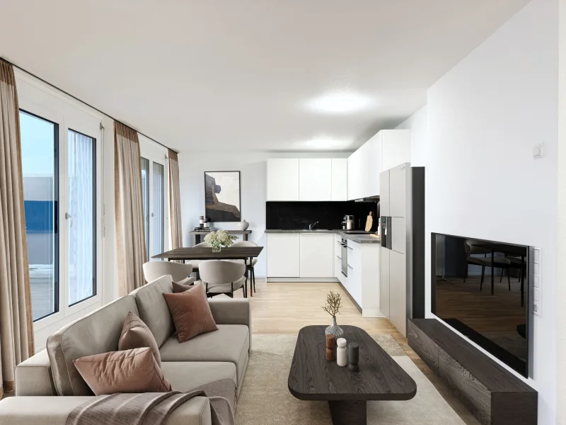 Wohn & Esszimmer - Wohnung mieten in Dornstadt - Sonnen Sie sich im Glanz Ihrer Träume. Tolle 3- Zimmer Penthouse Wohnung. 