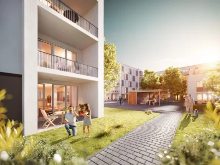 Innenhof - Wohnung mieten in Augsburg - Neubau - Erstbezug mit Balkon und Einbauküche: Stilvolle 4-Zimmer-Wohnung