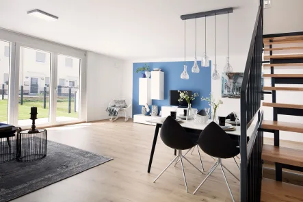 Wohn- und Esszimmer - Haus mieten in Augsburg - Moderne Mittelhaus in Augsburg - Ideal für Familien