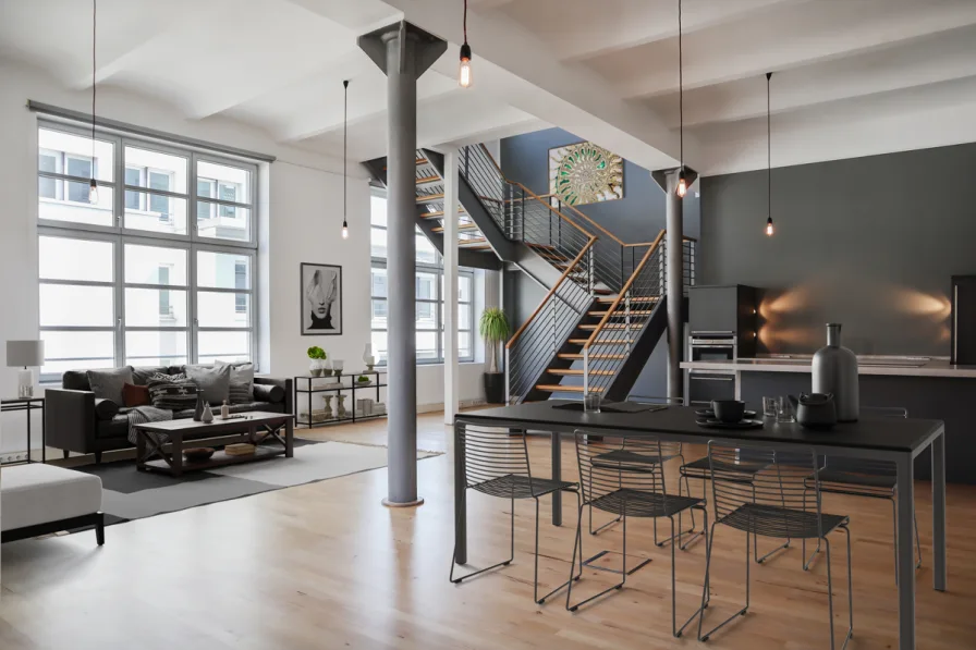 Einrichtungsbeispiel - Wohnung kaufen in Bielefeld - Helle Loftwohnung über zwei Etagen mit besonderem Flair