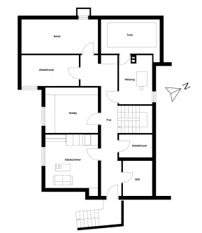 Kellergeschoss - Haus kaufen in Gottmadingen-Bietingen - Alles auf einer Ebene - Bungalow mit Einliegerwohnung und großem Grundstück