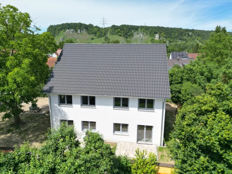 Vogelperspektive - Haus kaufen in Regensburg - Sofort einziehen und wohlfühlen: Neubau Doppelhaushälfte in top Lage