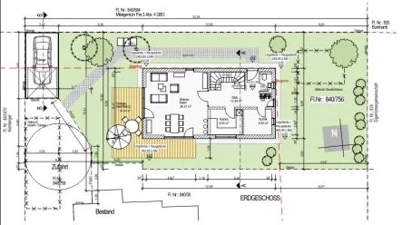 Grundriss EG - Grundstück kaufen in Augsburg / Firnhaberau - TOP LAGE! Augsburg-Firnhaberau - Grundstück mit Baugenehmigung für EFH mit 139 m² in Ortsrandlage!