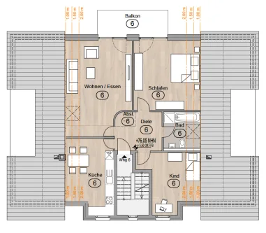 Grundriss WE 6 - Wohnung kaufen in Langenfeld / Immigrath - 3-Zimmer-Dachgeschosswohnung in attraktiver Wohnlage mit Blick ins Grüne