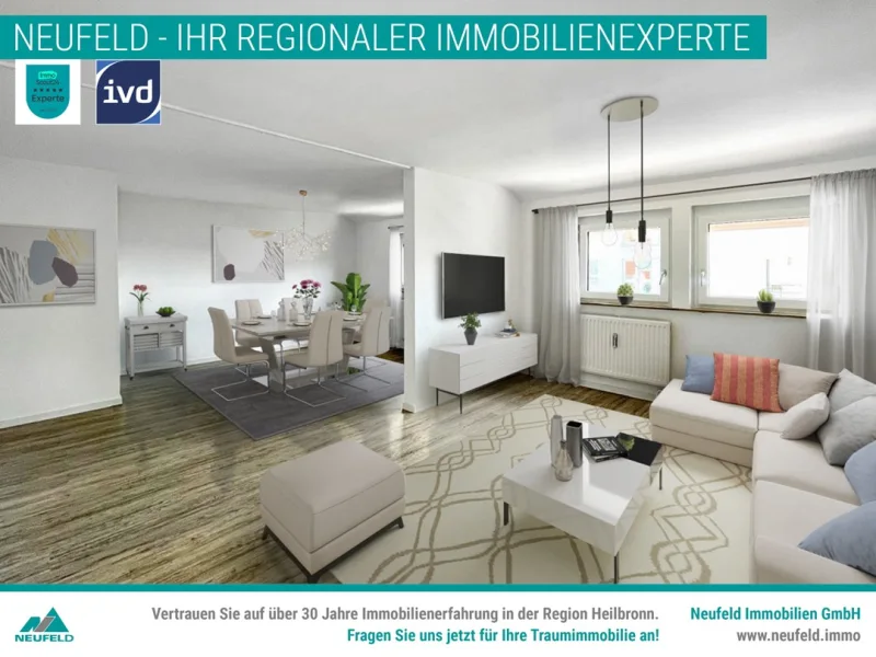 Virtuelles Homestaging - Wohnung kaufen in Heilbronn - Klein aber fein! Nette DG-Wohnung in Heilbronn