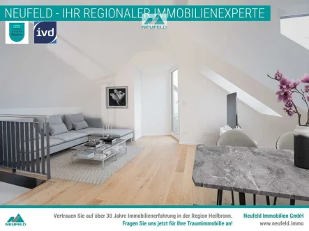 Titelbild  - Wohnung mieten in Oedheim - Traumhafte 3 Zimmer Maisonette Wohnung mit Dachterrasse