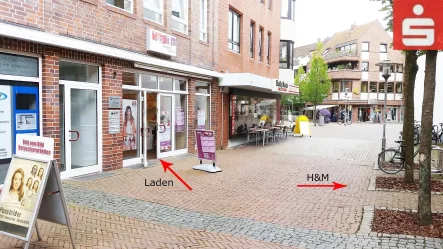 Straßenansicht - Laden/Einzelhandel mieten in Nordhorn - Ladenlokal direkt neben H&M in der Fußgängerzone Nordhorns zu vermieten