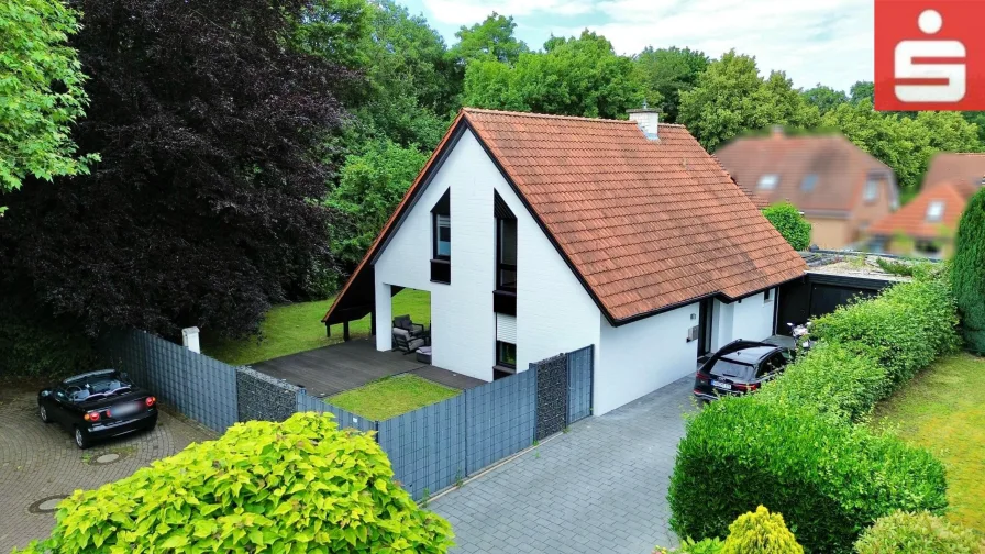 Vogelperspektive - Haus kaufen in Nordhorn - Wunderschönes Architektenhaus in Top-Wohnlage von Nordhorn.