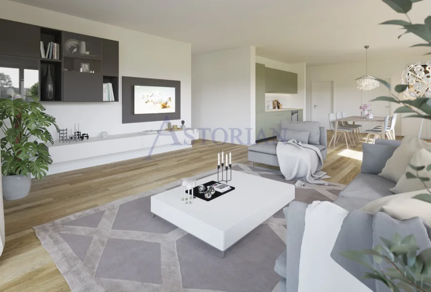 Wohnzimmerbeispiel - Wohnung kaufen in Falkensee - Exklusive und helle Traumwohnung mit Eckbalkon