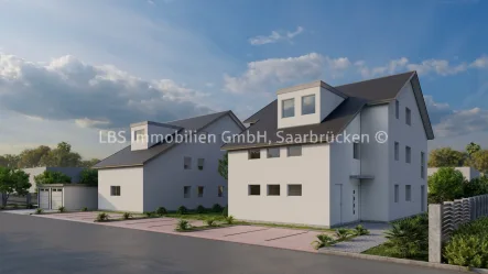 Straßenansicht von Rechts - Wohnung kaufen in Saarlouis - Neubau-Dachgeschosswohnung mitten in Saarlouis! 