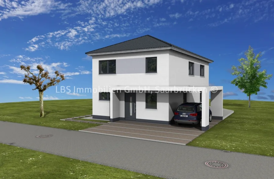 Straßenansicht - Haus kaufen in Wadern - 140 m² Neubau in Wadern inkl. Grundstück- als Ausbauhaus ab 262.000€