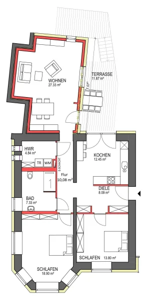 Wohnung 2 - 3 ZKB - 105,67 m²