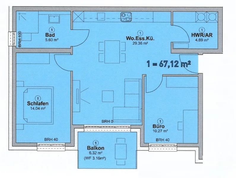 Grundriss Wohnung 1