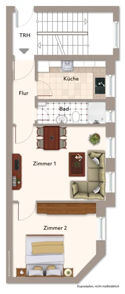 Grundrisszeichnung möbliert