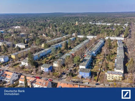 Vogelperspektive Waldsiedlung - Haus kaufen in Berlin - Bruno-Taut-Reihenhaus in Zehlendorf – historisches Wohnen im werdenden Weltkulturerbe