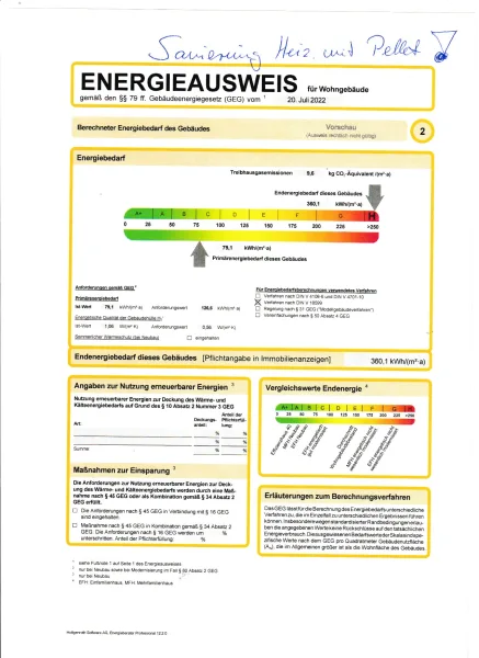 Primärbedarf Einbau Pelletheiz