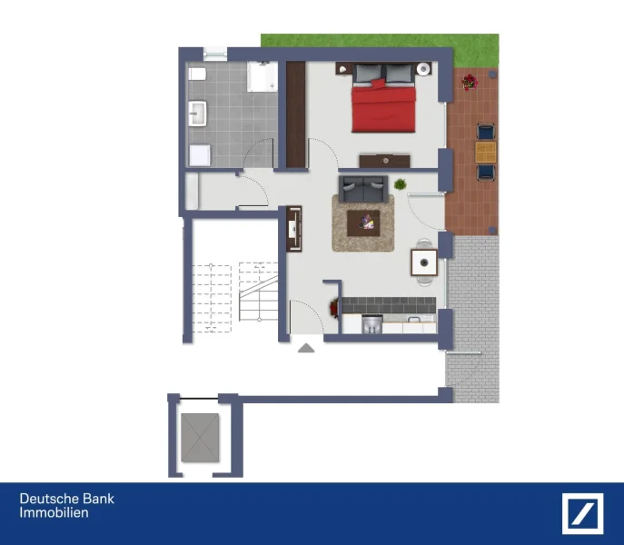 Grundriss - Wohnung mieten in Deggendorf - Neubau! Hochwertige 2-Zimmer-Wohnung in beliebter Wohngegend von Deggendorf zu vermieten. 