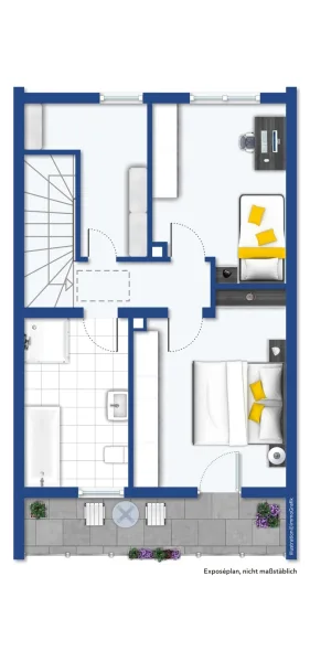 Grundriss 1.OG möbliert