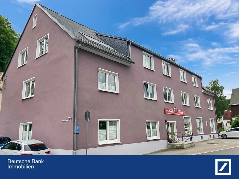 Hausansicht Straße - Wohnung kaufen in Raschau-Markersbach - Schöne Eigentumswohnung sucht einen neuen Eigentümer