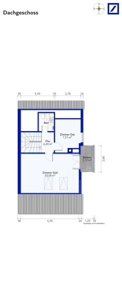 Grundriss Dachgeschoss unmöbli