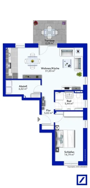 Exposeplan-Erdgeschoss rechts - Wohnung kaufen in Bitburg - Attraktive Neubauwohnung in schöner Wohnlage