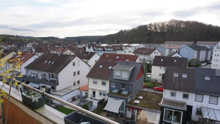 Aussicht vom Balkon_1 - Wohnung kaufen in Neckartenzlingen - Kapitalanlage mit guter Rendite 2-Zimmer Wohnung im 4. OG mit Küche, Balkon, Bad, PKW Stellplatz