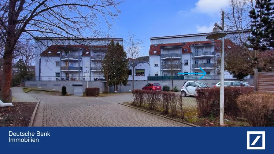 Außenansicht Parkplatz - Wohnung kaufen in Jena - Helle 1-Raumwohnung mit Terrasse in sehr guter und ruhiger Lage – Die ideale Kapitalanlage