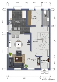 Grundriss Erdgeschoss - Haus kaufen in Garz - Charmantes Einfamilienhaus mit modernem Wohnkonzept