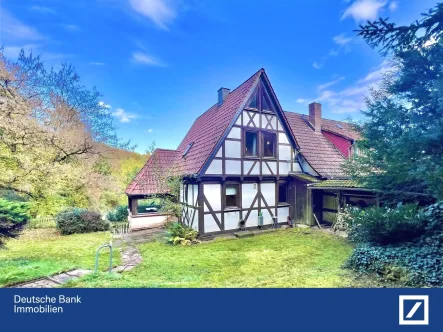 Ansicht Süden - Haus kaufen in Marburg - Wo Reh und Hase sich gute Nacht sagen - Uriges Fachwerkhaus mit Potential am Waldrand!