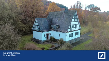 Frontseite - Haus kaufen in Hilchenbach - Großzügige Unternehmervilla mit repräsentativem Grundstück - Stil, Eleganz und Weitblick!