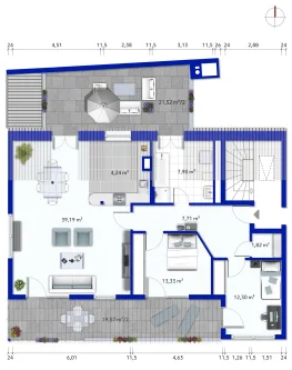 Grundriss - Wohnung kaufen in Freising - Ihre neue Burg… zentral in Freising: 3-Zimmer-DG-Wohnung mit zwei Dachterrassen, Stellplatz und TG