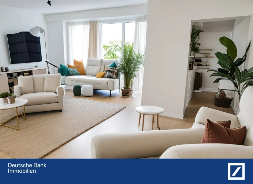 Wohnzimmer Küche - Wohnung kaufen in Hilden - Günstige Erbpacht Wohnung mit Balkon - sofort verfügbar 