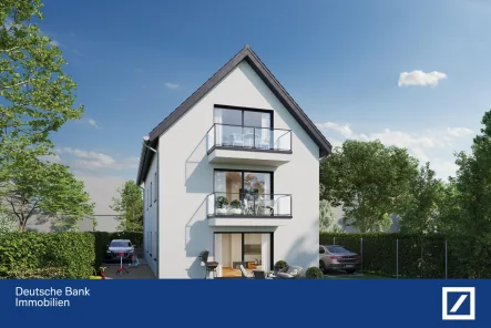 Rückansicht - Wohnung kaufen in Lippstadt - Exklusive 4 Zimmer Neubau-Etagenwohnung im 1. Obergeschoss mit Balkon