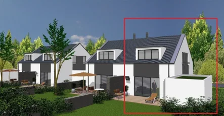 Visualisierung - Haus links - Haus kaufen in Oberhausen - Neubau mit Energieeffizienz - Eigenes Haus mit Garten schon ab 1.920,- € monatl. Finanzierungsrate*