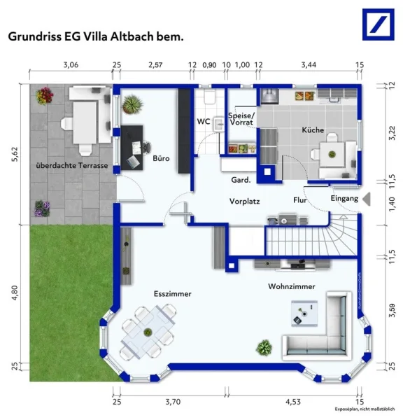 Grundriss EG Villa Altbach bem