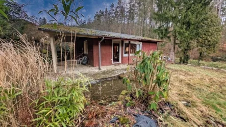 Garten mit Terrasse - Haus kaufen in Amorbach - "Tiny-House" im Amorhof