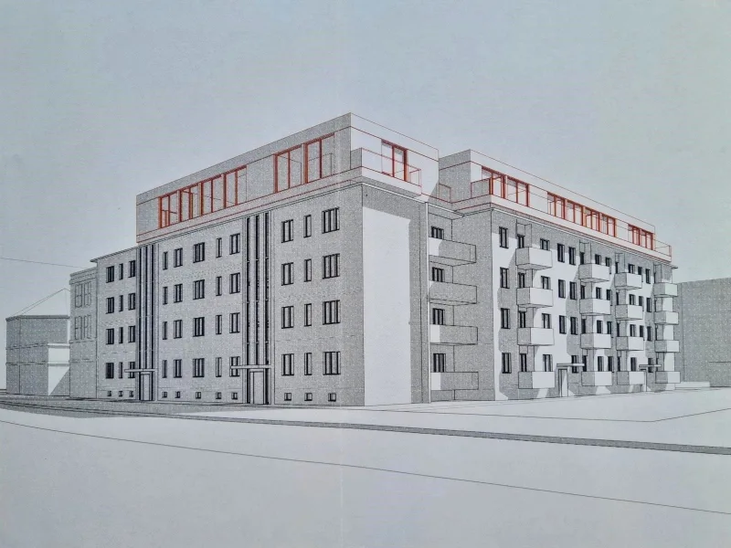 Vorplanung Aufstockung - Wohnung kaufen in Berlin - Miteigentumsanteile für Aufstockung 4. Obergeschoss inkl. vorhandener ETW und 7 Stellplätze