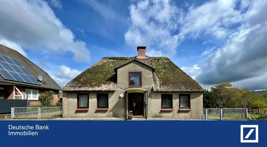 Ansicht vorne - Haus kaufen in Hennstedt - Reetdachhaus in Hennstedt Dithmarschen