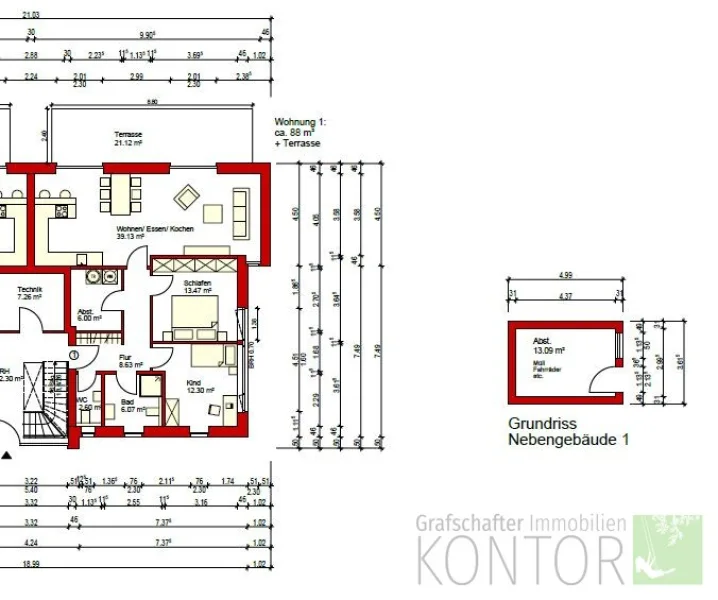 Grundriss Wohnung I EG erchts