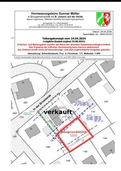 Lageplan Baugrundstück 