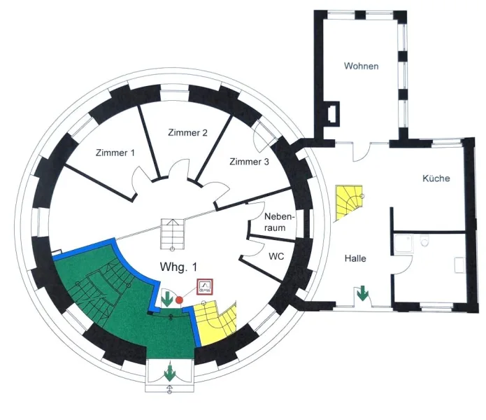 Das geplante EG. im Turm und Pumpenhaus