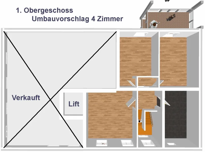 Umbauvorschlag 4 Zimmer