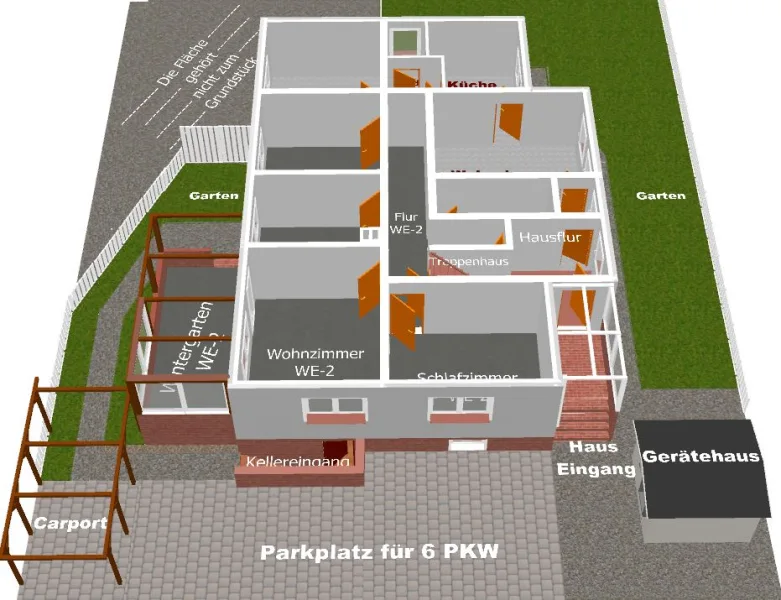 Grundriss EG. in 3D Bild 2