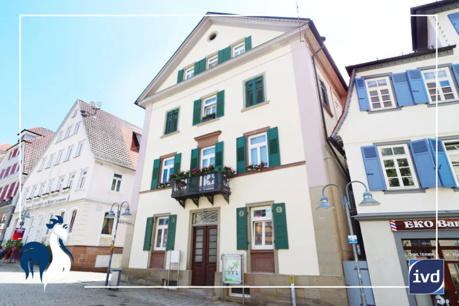 Titelbild - Haus kaufen in Vaihingen an der Enz - Klassizistisches Juwel! Rentables Wohn- und Geschäftshaus mit Denkmalschutz im Herzen von Vaihingen