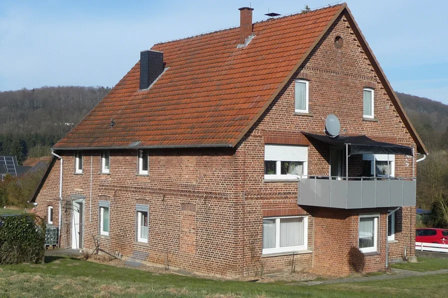 Süd-Westansicht - Haus kaufen in Kalletal - Wohnen in ländlicher Umgebung  - Zweifamilienhaus in Kalletal